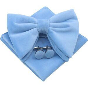 Velvet Bow Ties for Men Set Light Blue